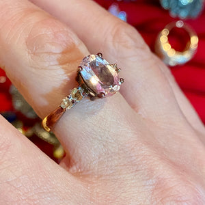 Rose Gold Over SS Morganite Ring faded plating as found