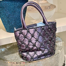 Load image into Gallery viewer, Beaded Silk Evening Tote Blue Purple
