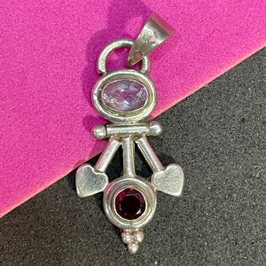 Sterling Gemstone Pendant Cute Hearts!