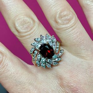 SS Vermeil Garnet CZ Cocktail Ring