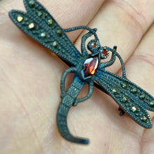 Load image into Gallery viewer, Incredible Sterling Garnet Dragonfly Pin 4g
