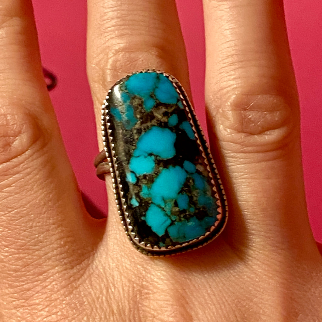 SS Turquoise Huge Ring