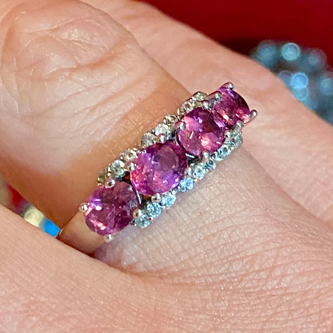 SS Pink Tourmaline Spinel Band Ring