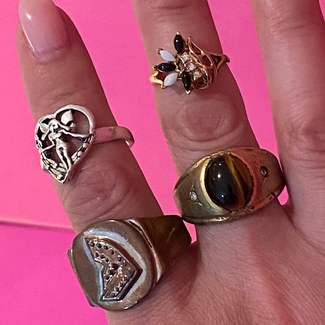 Group Of 4 Rings tiger Eye