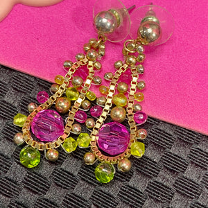 Hand Beaded Box Chain Earrings