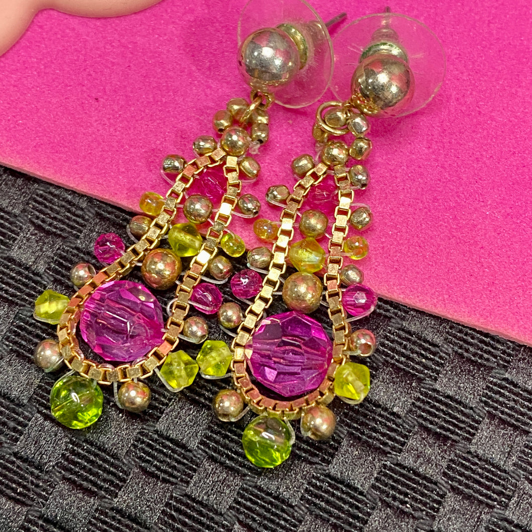 Hand Beaded Box Chain Earrings