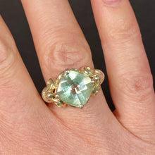 Load image into Gallery viewer, Sterling Green Amethyst Scroll Band Ring size 7
