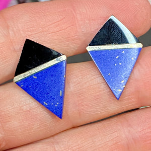 Sterling Lapis Onyx Earrings