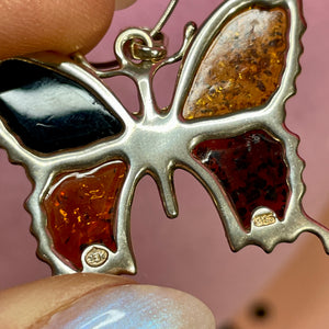 Sterling Multi Color Amber Butterfly & Chain