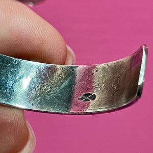 SS Heavy Inlaid Cuff Bracelet Signed