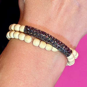 Fun Stretch Wood & Crystal Bracelet