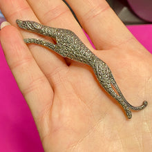 Load image into Gallery viewer, 3&quot; Sterling Marcasite Greyhound Pin 12g
