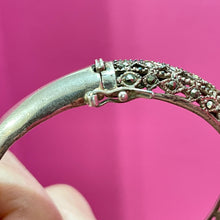 Load image into Gallery viewer, Old SS Marcasite Hinged Bangle Bracelet
