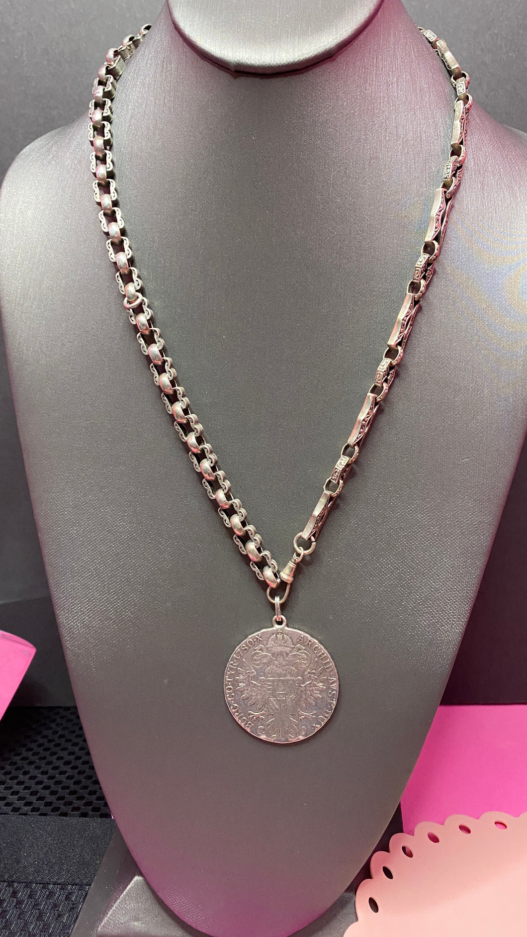Victorian Double Watch Chain With Coin 83g