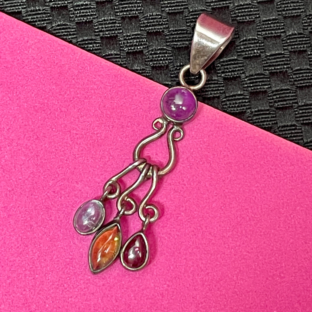 SS Gemstone Dangle Pendant