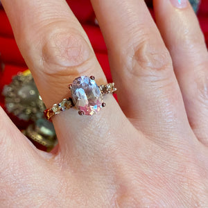 Rose Gold Over SS Morganite Ring faded plating as found