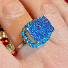 Load image into Gallery viewer, SS Bright Blue Druzy Quartz Ring
