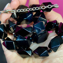 Load image into Gallery viewer, Sterling Huge Onyx Geo Bead Necklace
