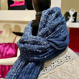 Amazing Shibori Blues Cotton Scarf