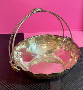 Silver Plated Basket With Birds