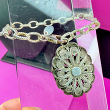 Load image into Gallery viewer, Sterling Chunky Paperclip Bracelet W Antique Sterling Locket Charm
