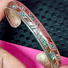 Load image into Gallery viewer, SS Inlaid Arrow Cuff Bracelet Signed
