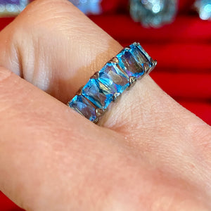 SS Blue CZ Ring
