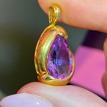 Load image into Gallery viewer, Sterling Vermeil Huge Gemmy Amethyst Pendant
