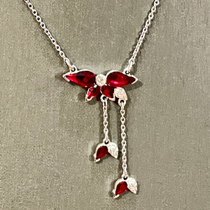 SS Red Crystal Necklace & Bracelet