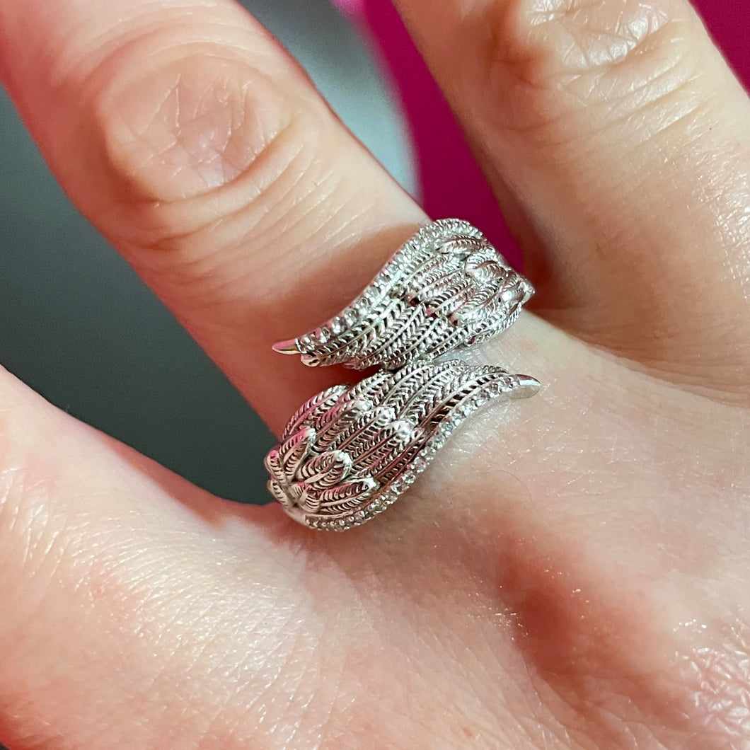 SS Pave’ Diamond Wings Ring