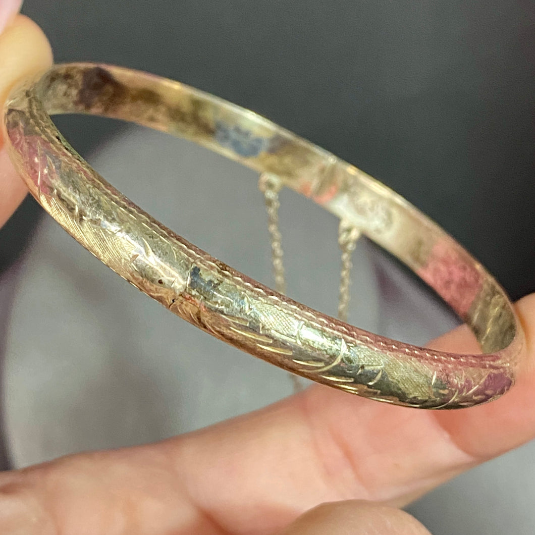 Sterling Etched Bangle