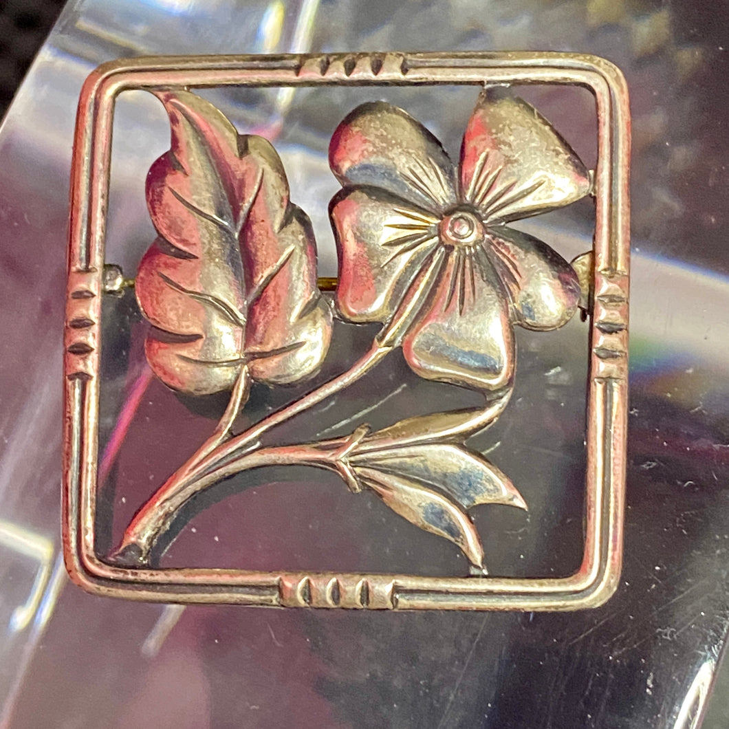Sterling Art Deco Pansy Pin 12g