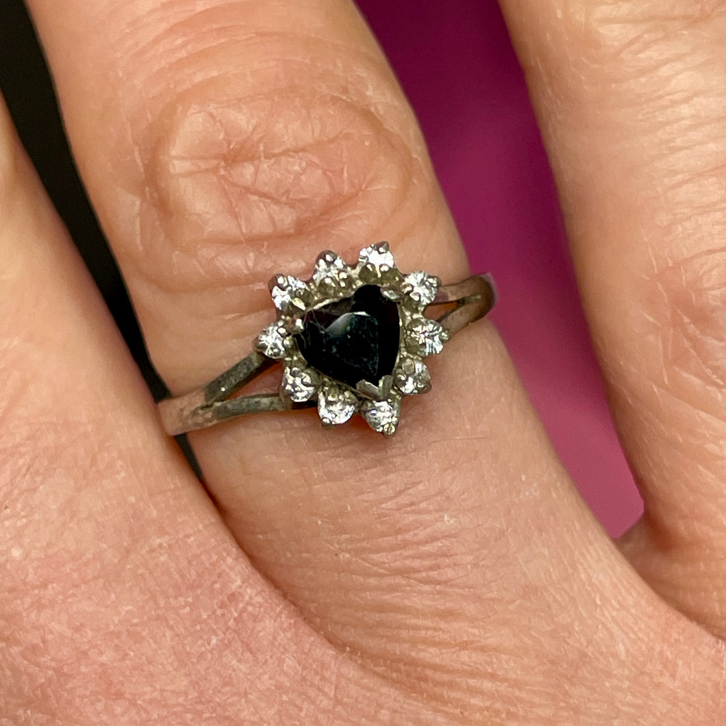 ❤️ Sterling Sapphire Deco Style Heart Ring