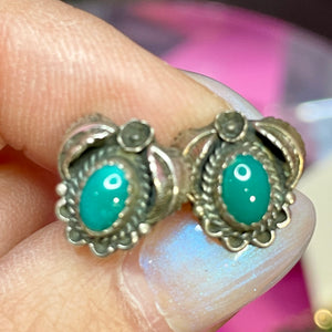 Old Sterling  Turquoise Earrings
