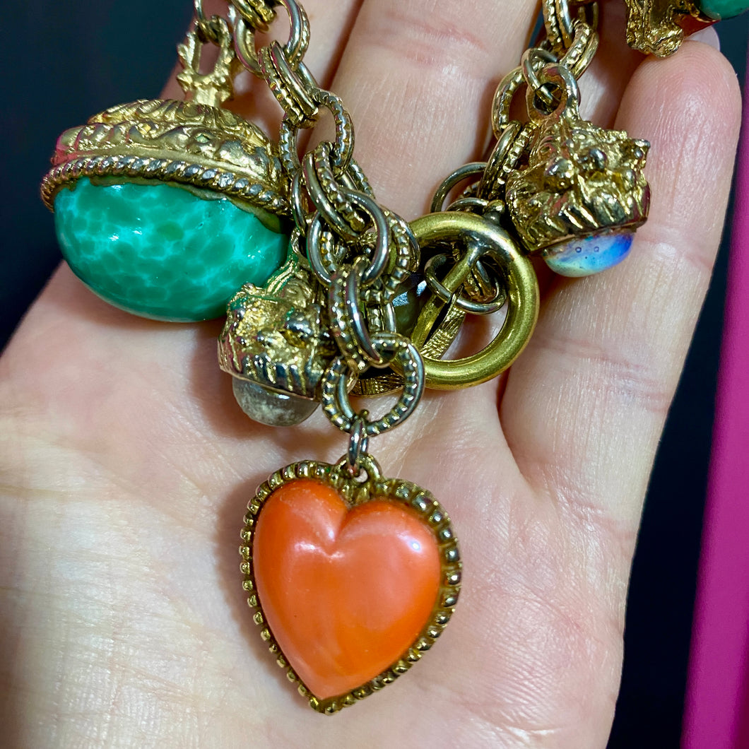 ❤️ Signed Napier Circa 1950 Charm Bracelet