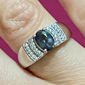 SS Purple Spinel CZ Ring