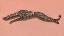 Load image into Gallery viewer, 3&quot; Sterling Marcasite Greyhound Pin 12g

