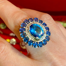 Load image into Gallery viewer, SS Blue Topaz Diamond Ring
