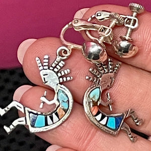 SS Kokopelli Inlaid Earrings