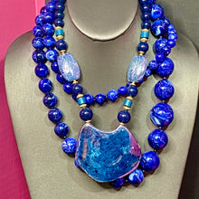 Load image into Gallery viewer, Blue Lucite &amp; Ceramic Necklaces
