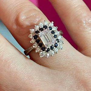 SS Art Deco Style Emerald Cut CZ Ring