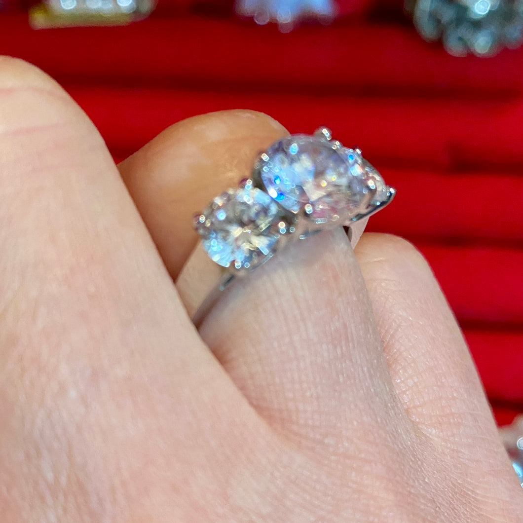 SS CZ Past Present Future Ring