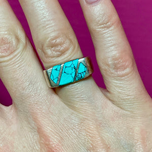 SS  Turquoise Saddle Ring