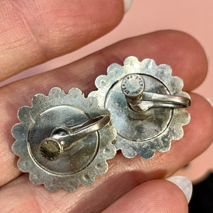 Old Sterling Turquoise Large Earrings