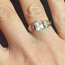 Load image into Gallery viewer, SS Gold Vermeil Fun Square Cut CZ Ring
