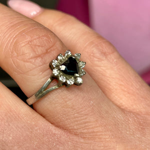 ❤️ Sterling Sapphire Deco Style Heart Ring