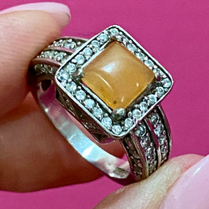 SS Yellow Jade Spinel Ring