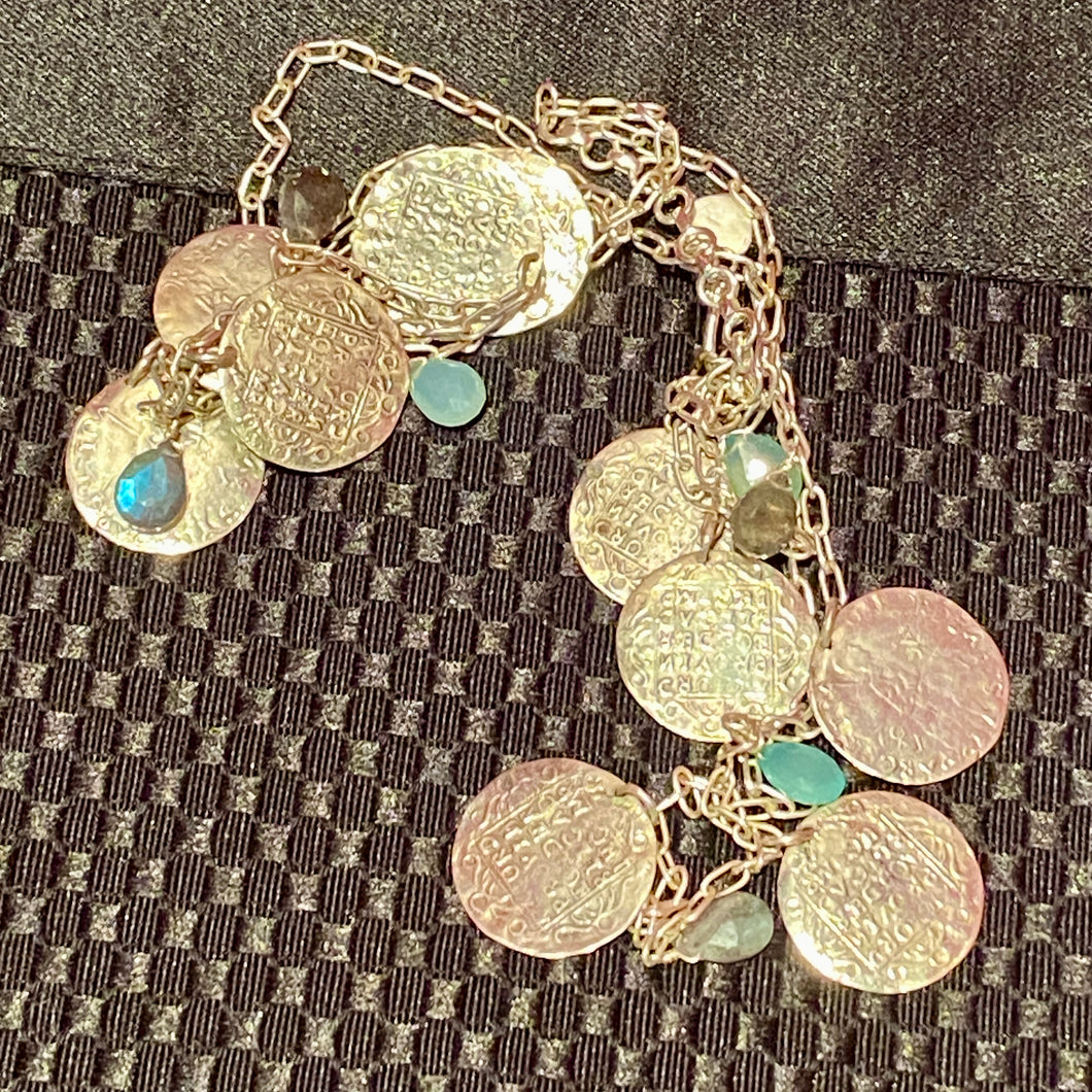 Silver Plated Gemstone Coin Necklace