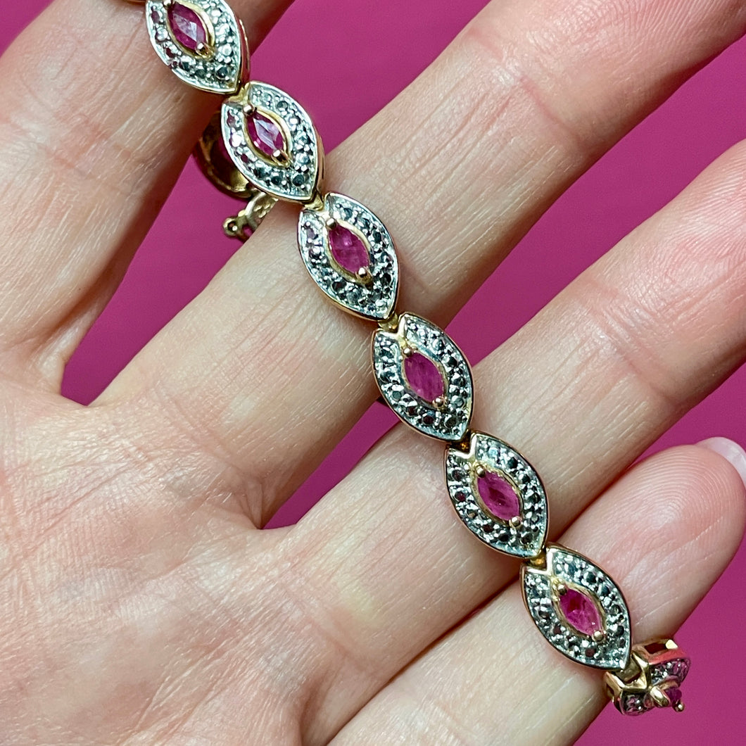 Ruby SS Gold Vermeil Bracelet Ross Simons