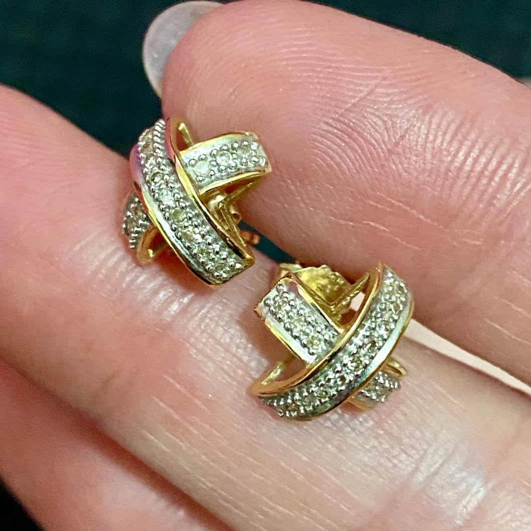 14K Gold Diamond X Earrings